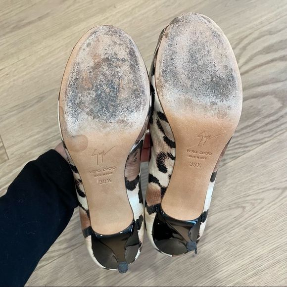 Giuseppe Zanotti Peep-Toe Heels | Black Patent Leather Stilettos | Size 38 1/2 - Picture 5 of 11